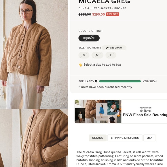 MICAELA GREG The Dune Quilted Jacket in Bronze High Low Hem Coat SS 2020 Size S - Picture 7 of 16